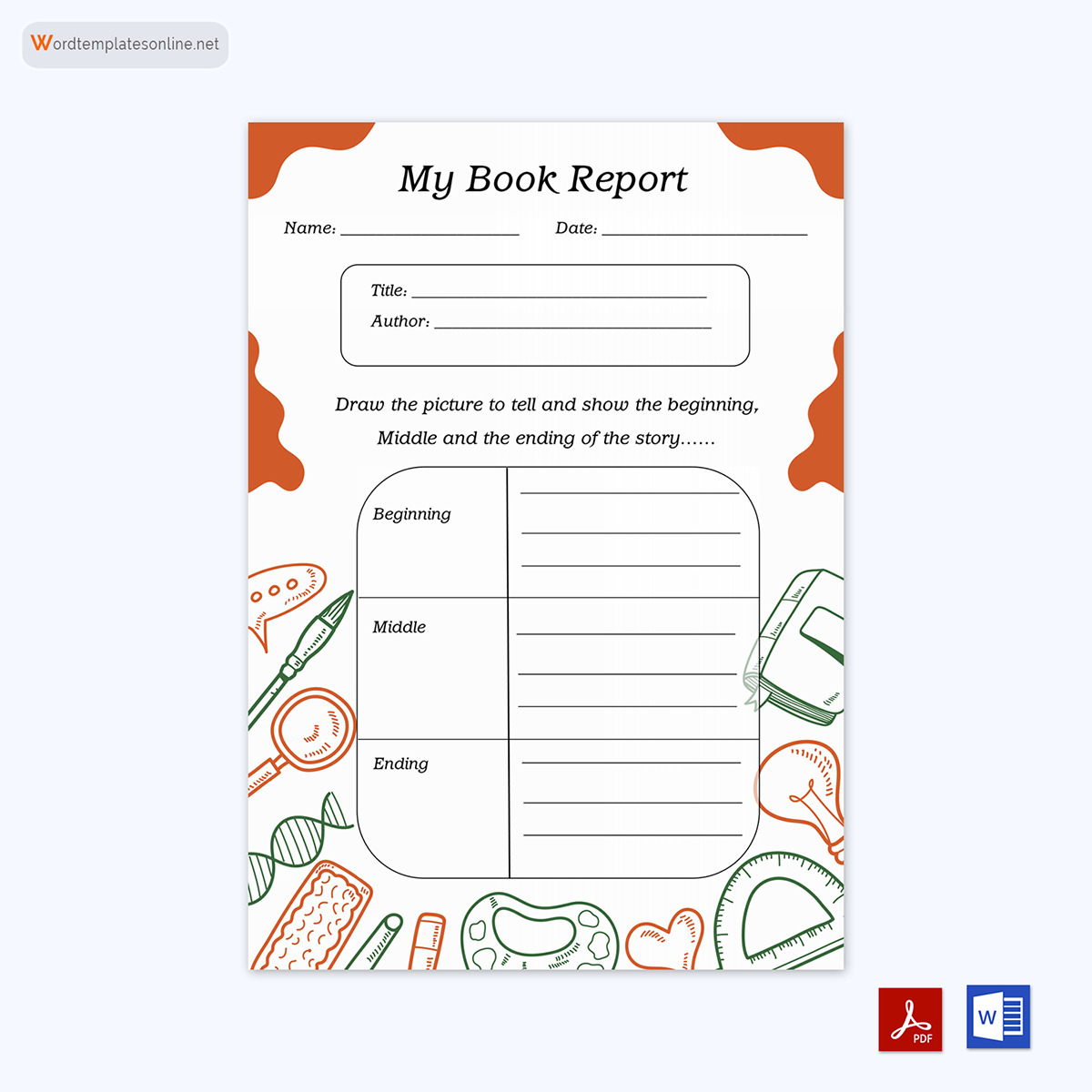 Great Editable Grade 5-6 Character and Setting Book Report Template 04 for Word and Pdf Format