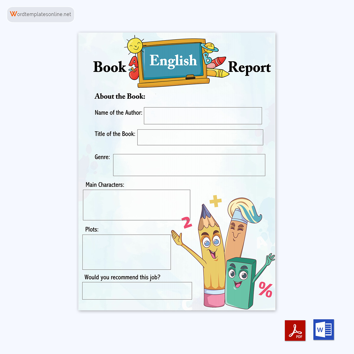 4th grade book report templates 04