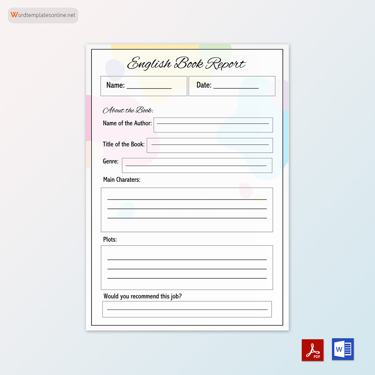 book report template free 02