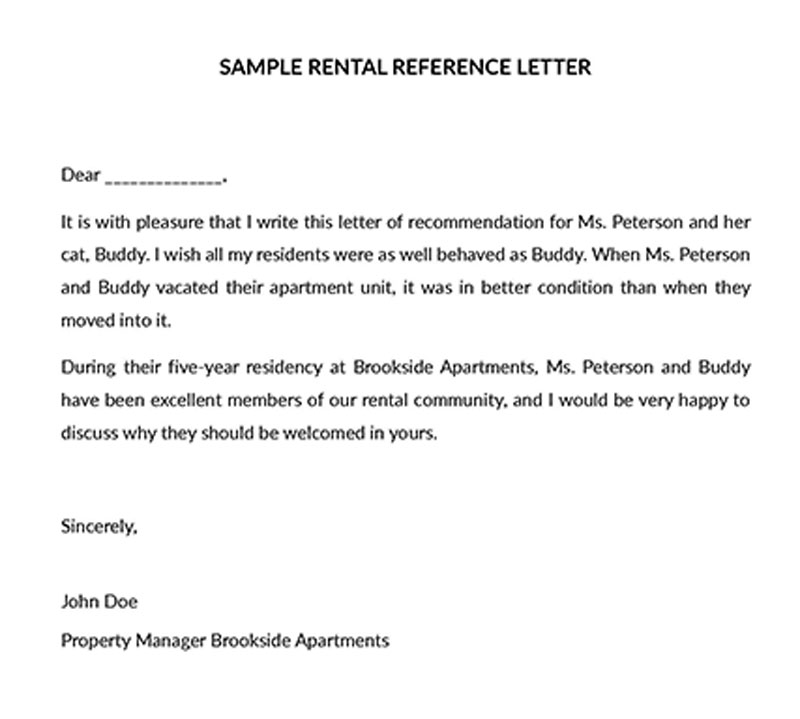 Free Rental Reference Letter Example 11