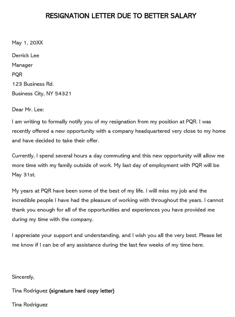 resignation letter due to low salary problem pdf