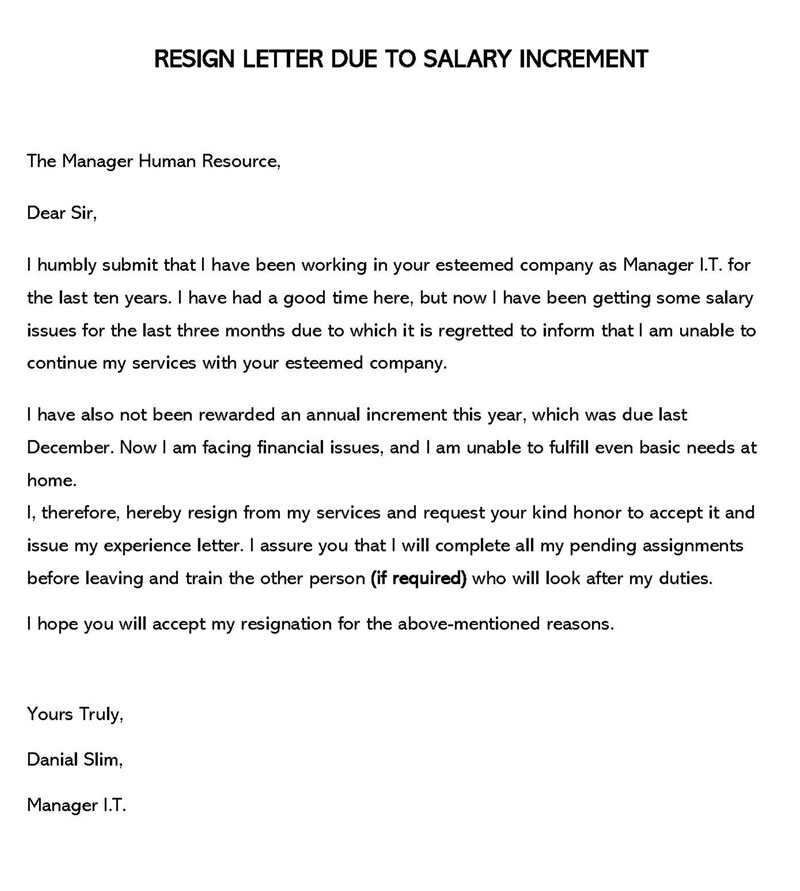 "Editable Resignation Letter Example: Better Pay Scale"