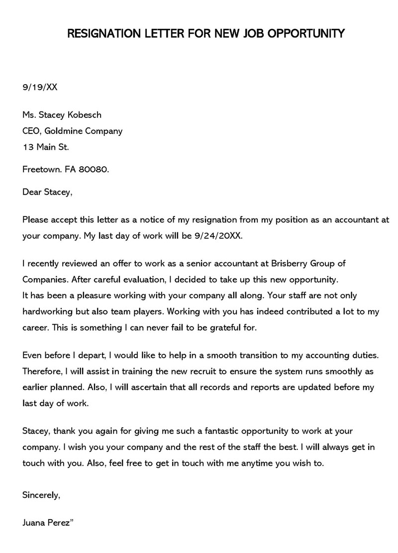 resignation letter to hr or boss