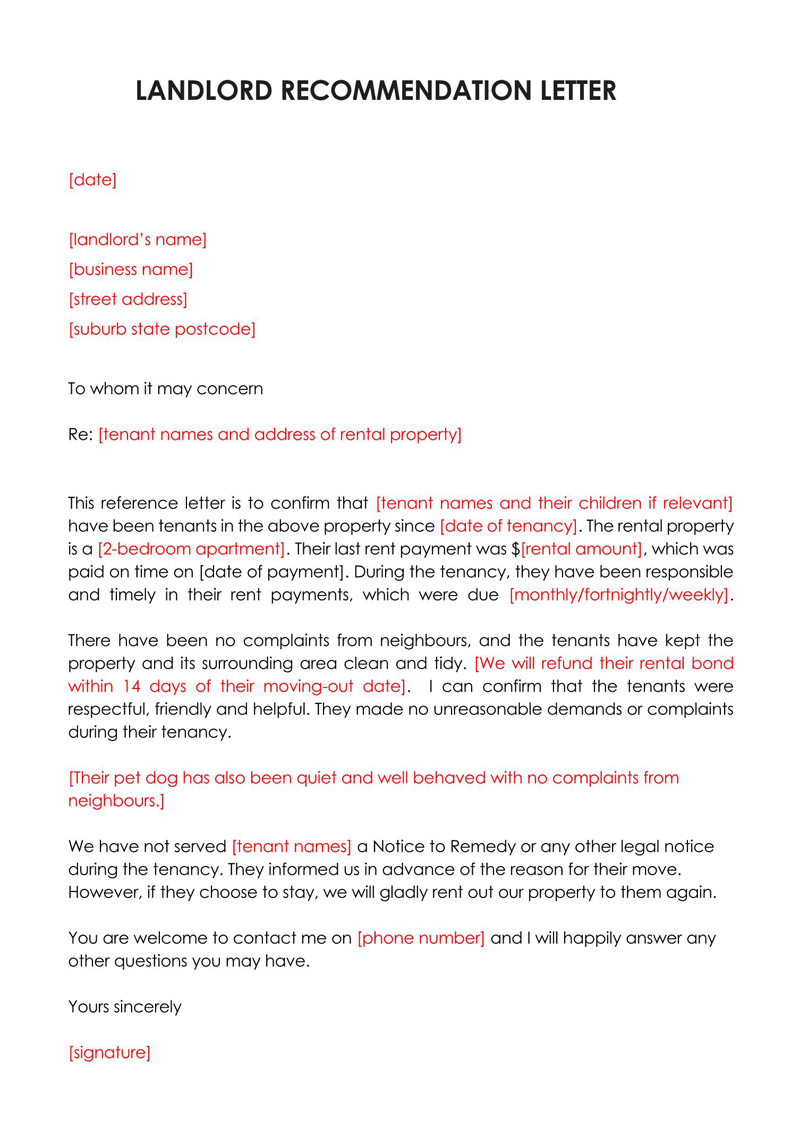  landlord reference letter request