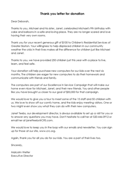 Writing a Warm Thank You Letter to Donations (Samples)
