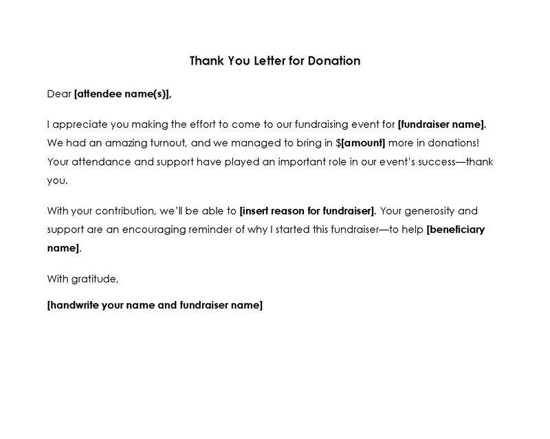 Printable Thank You Letter for Donations - Form