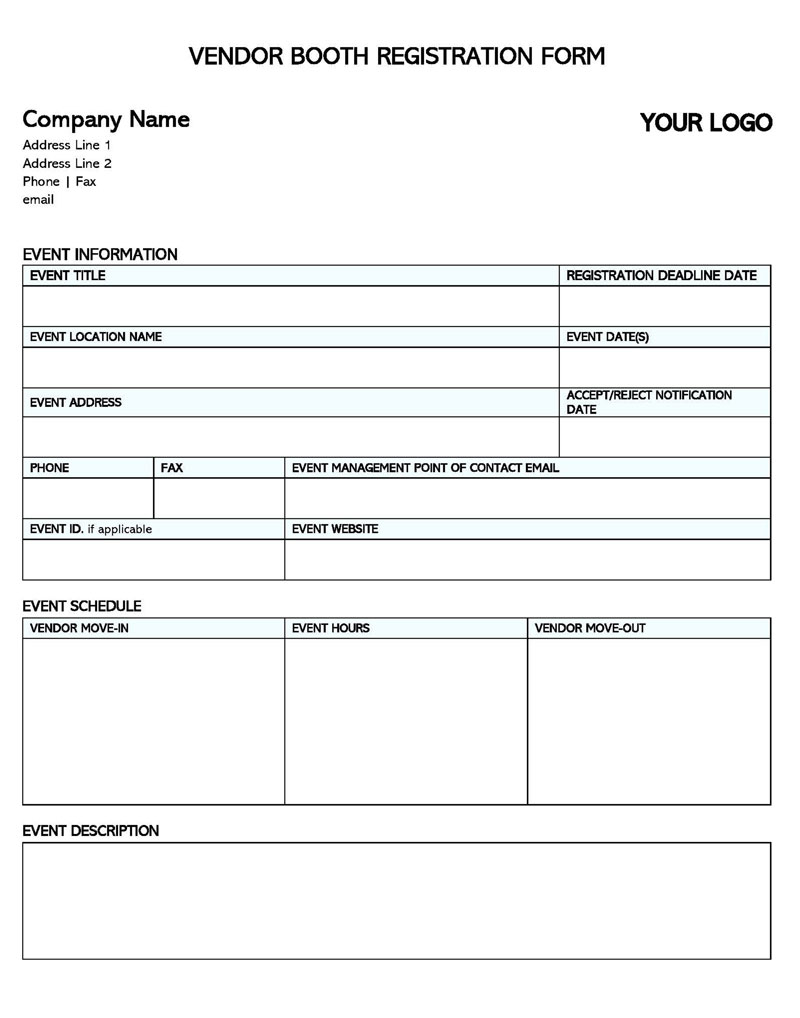 vendor registration form template word