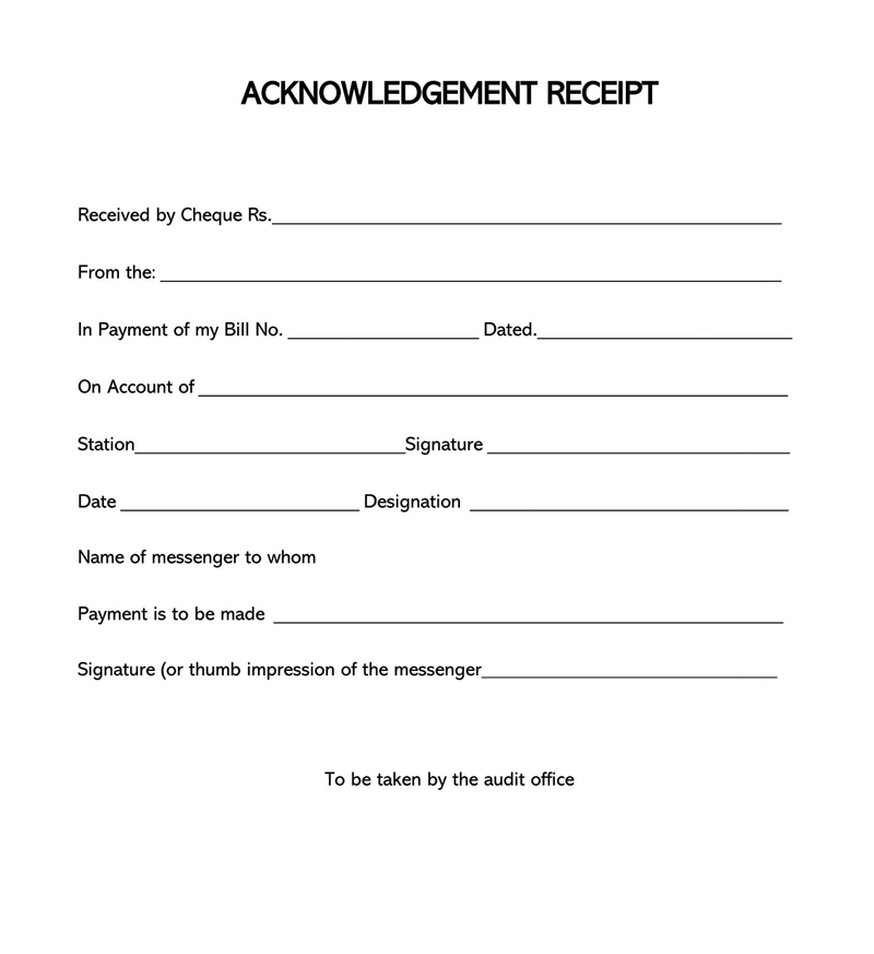sample acknowledgement receipt of documents
