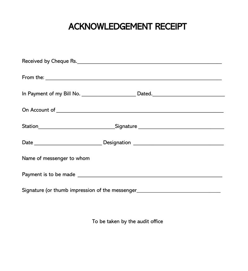 Payment Acknowledgement Receipt Template