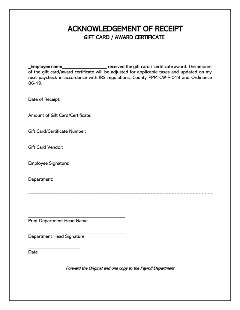 30 Best Acknowledgement Receipt Templates Letters
