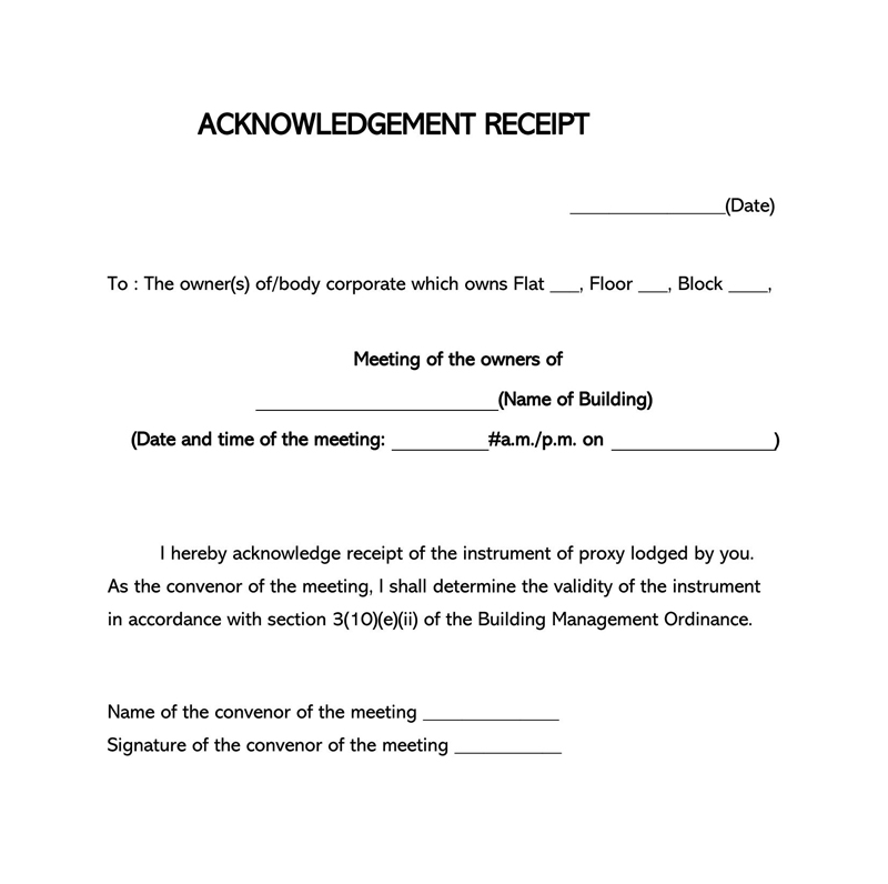 acknowledgement receipt of payment