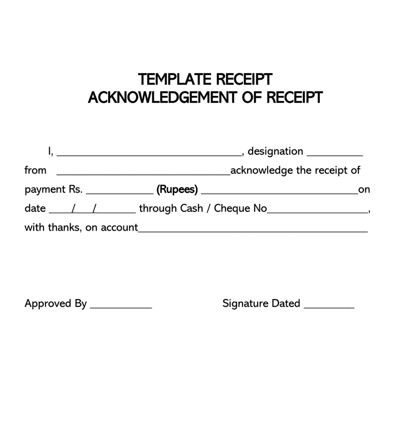 Cash Receipt Acknowledgement