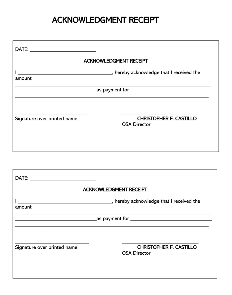 Professional Receipt Template Example