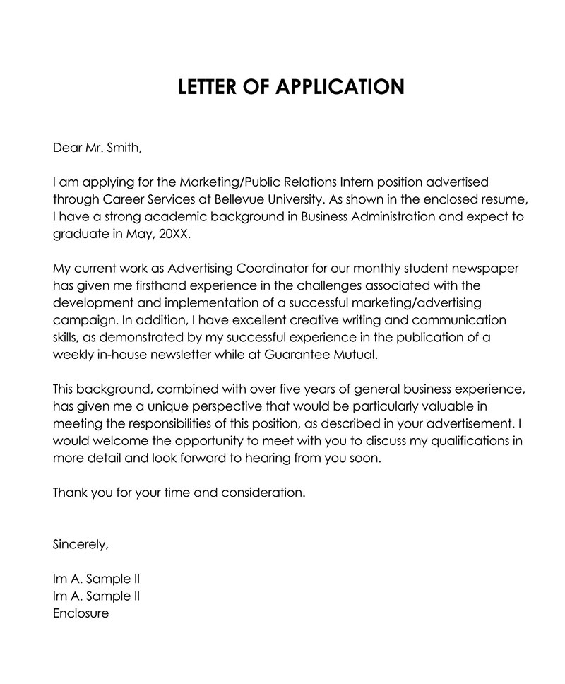 Editable Job Application Letter Sample