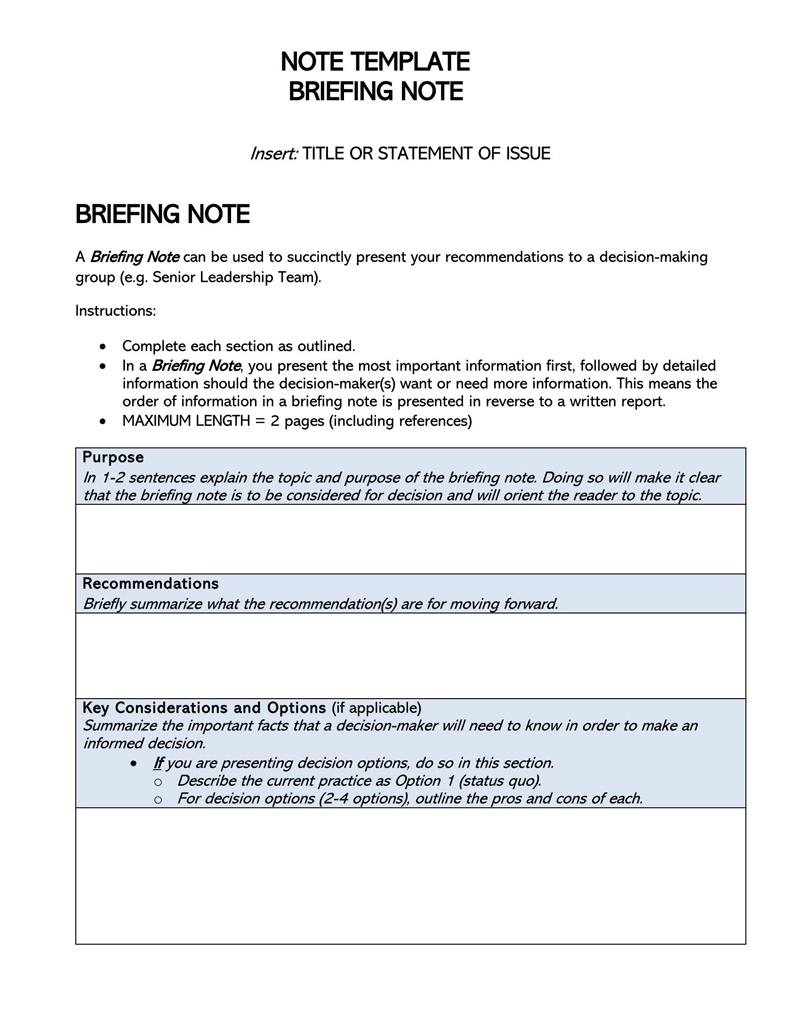 Free Word briefing note template example 04