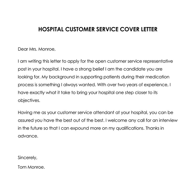 cover letter for customer service with no experience