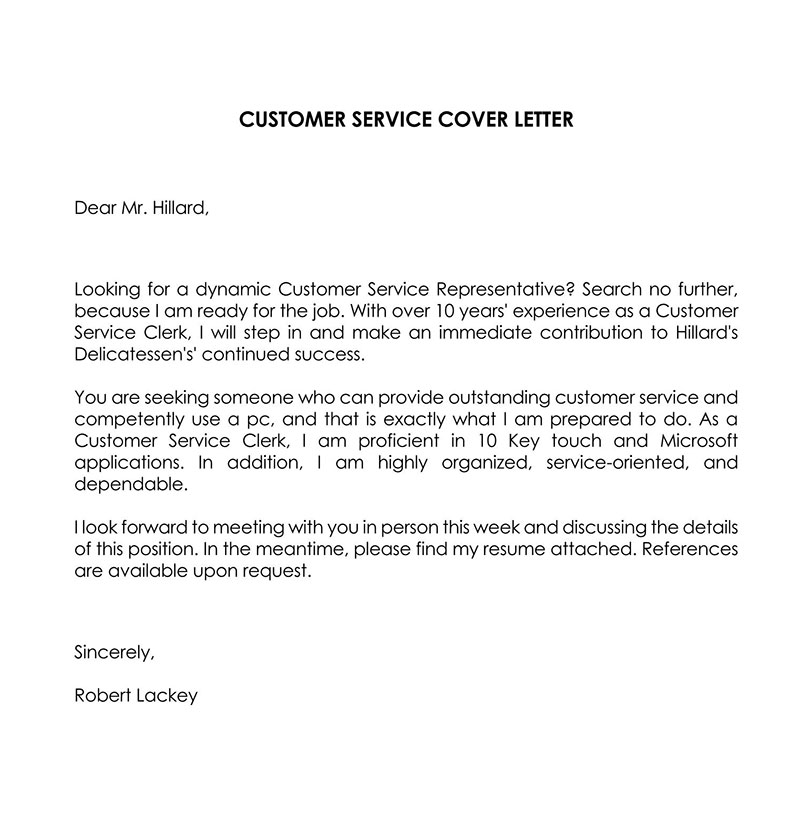 customer service cover letter with no experience