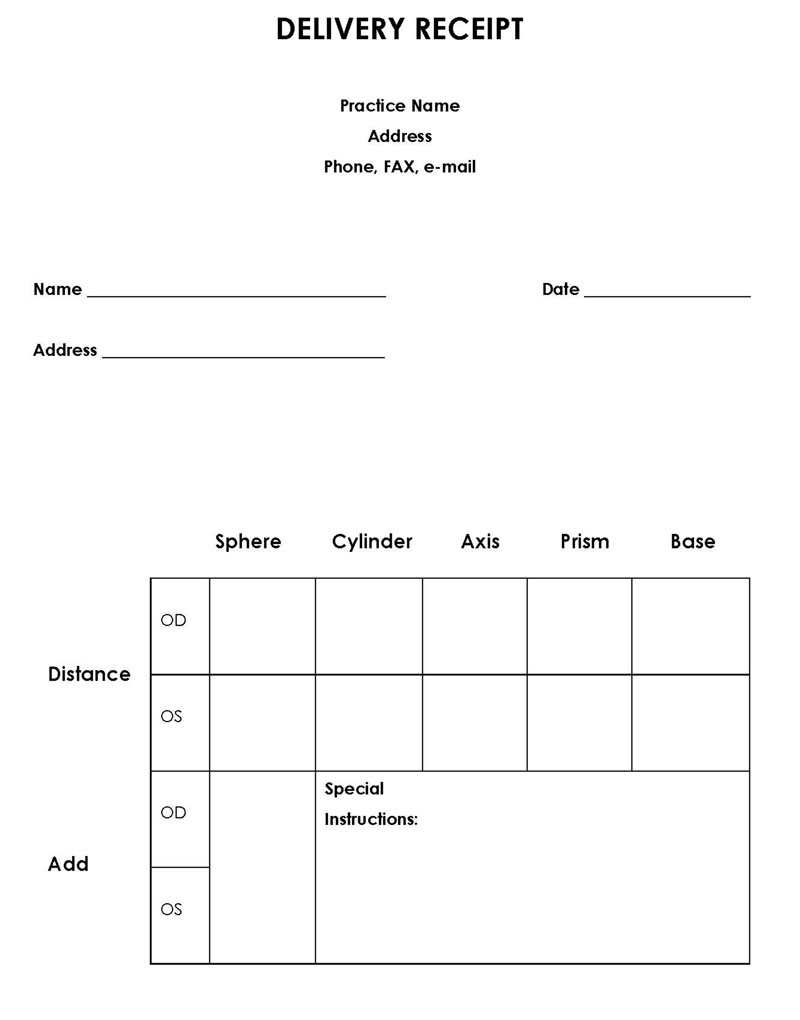 Free Delivery Receipt Template 07 for Word
