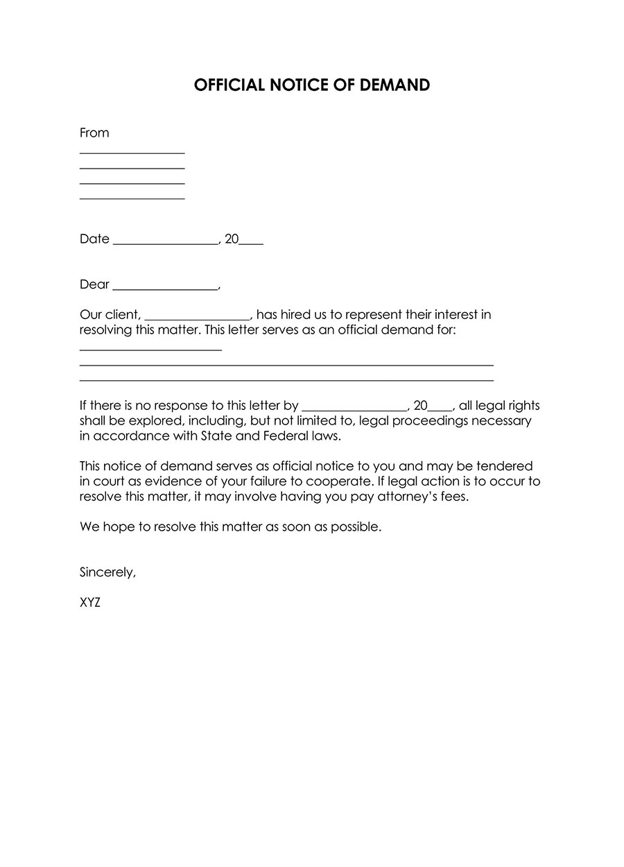 Printable attorney demand letter template