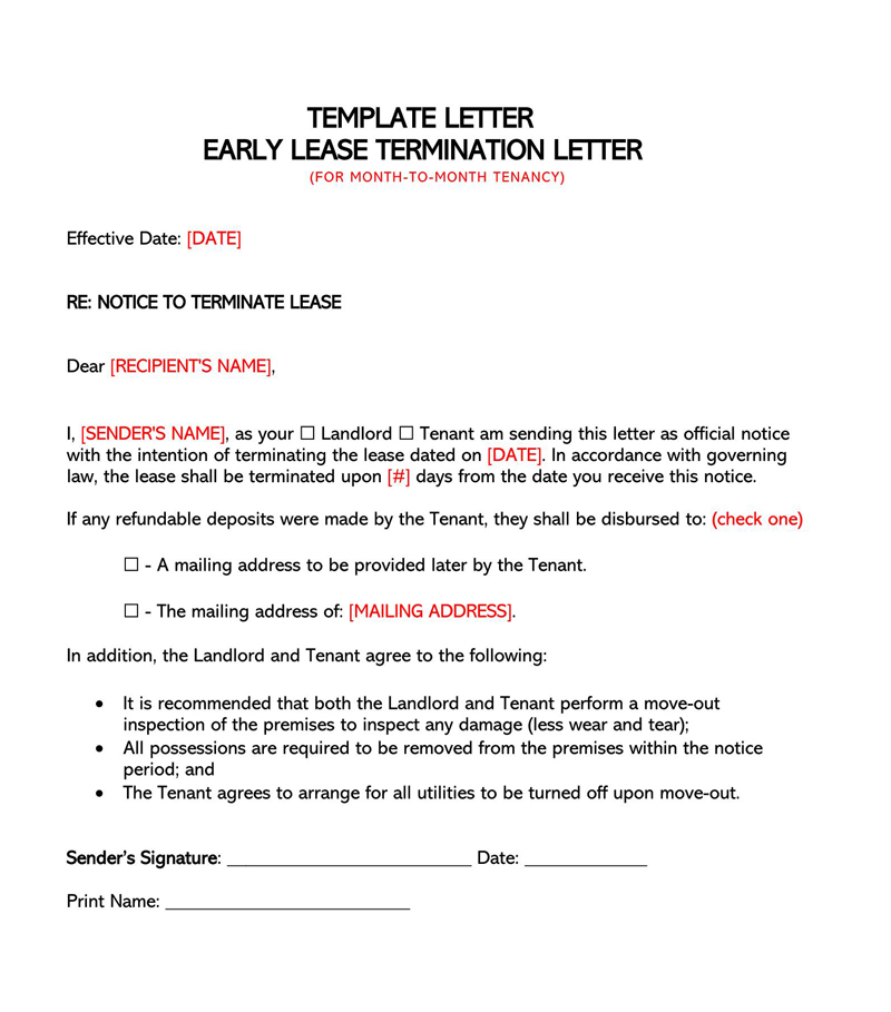 early lease termination letter due to covid
