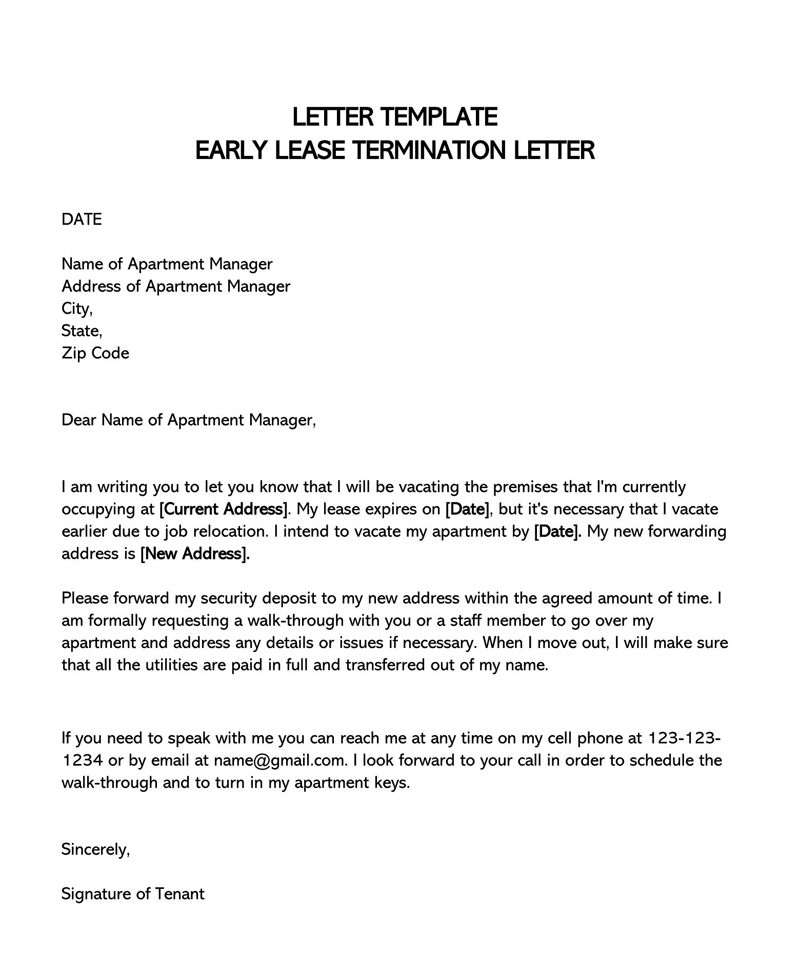 Effective Early Lease Termination Letter Format