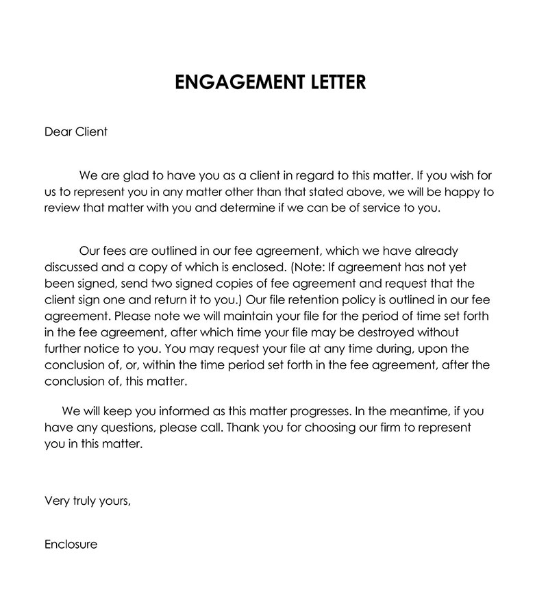sample engagement letter for monthly accounting services