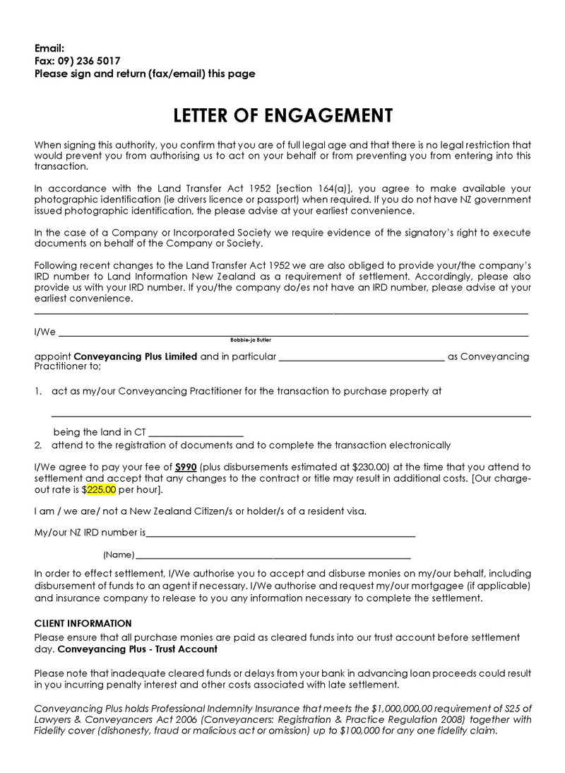 "Engagement Letter Template Sample"