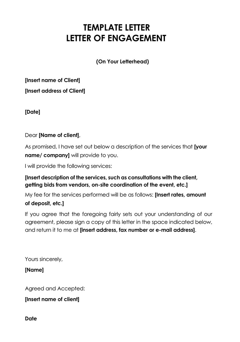 "Professional Engagement Letter Template"