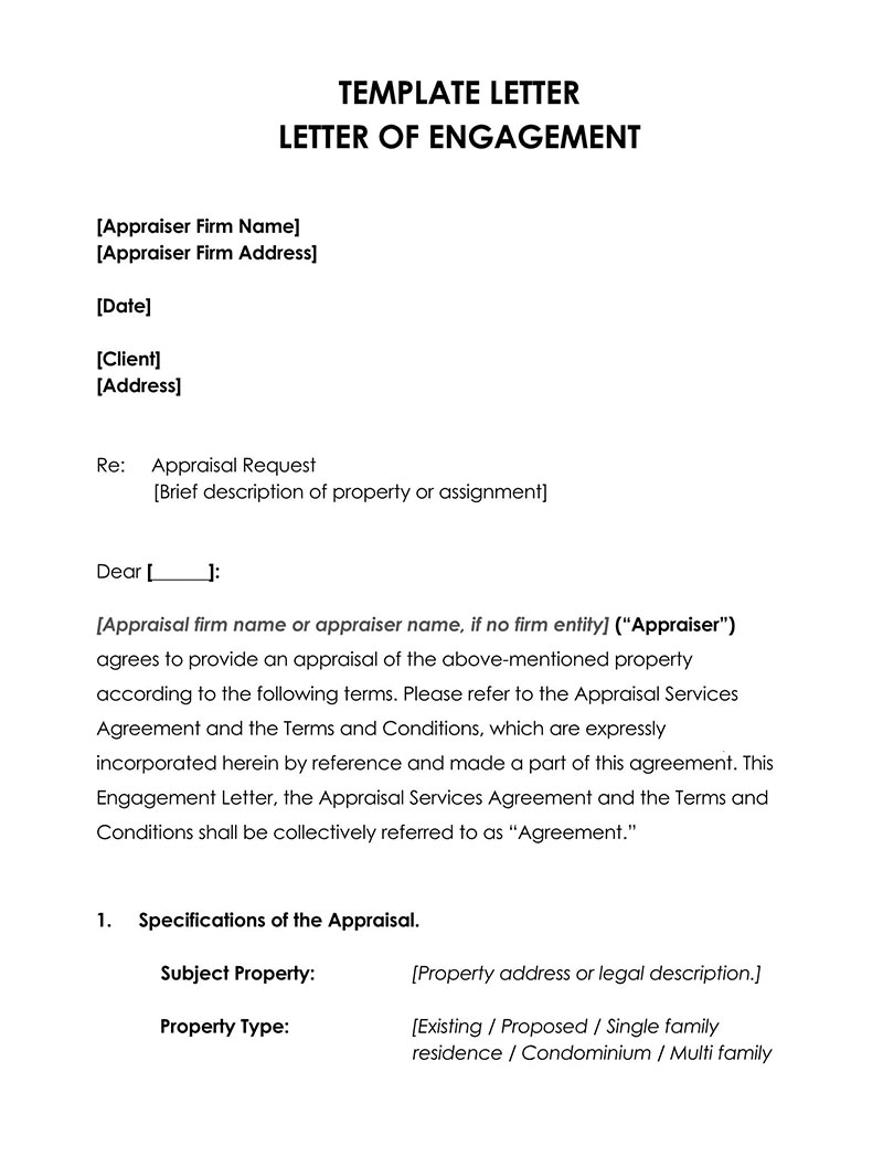 "Free Engagement Letter Format Example"
