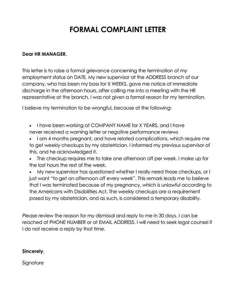 Free Editable Formal Complaint Letter Template 18 as Word Document