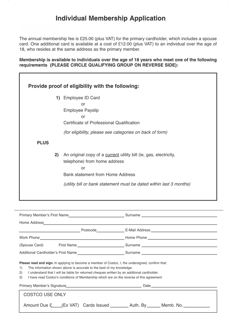 Sample membership form PDF