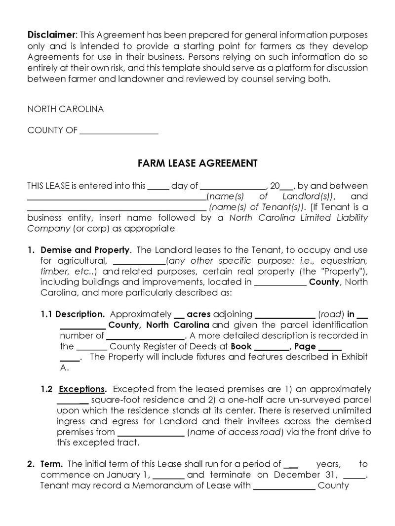"Editable farm lease agreement template"