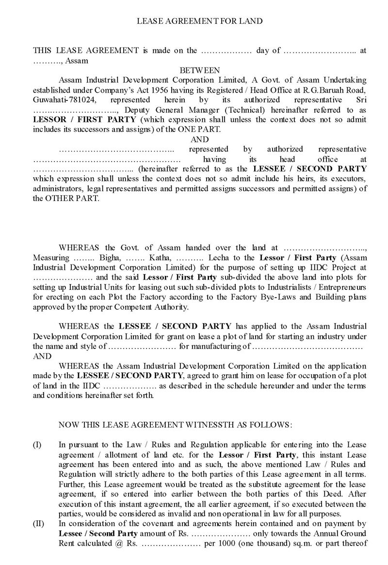 simple land lease agreement pdf