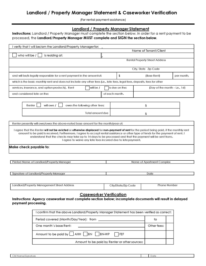 Free Professional Property Manager Statement Template for Word File