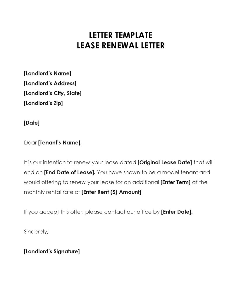 "Free Lease Renewal Letter Example"
