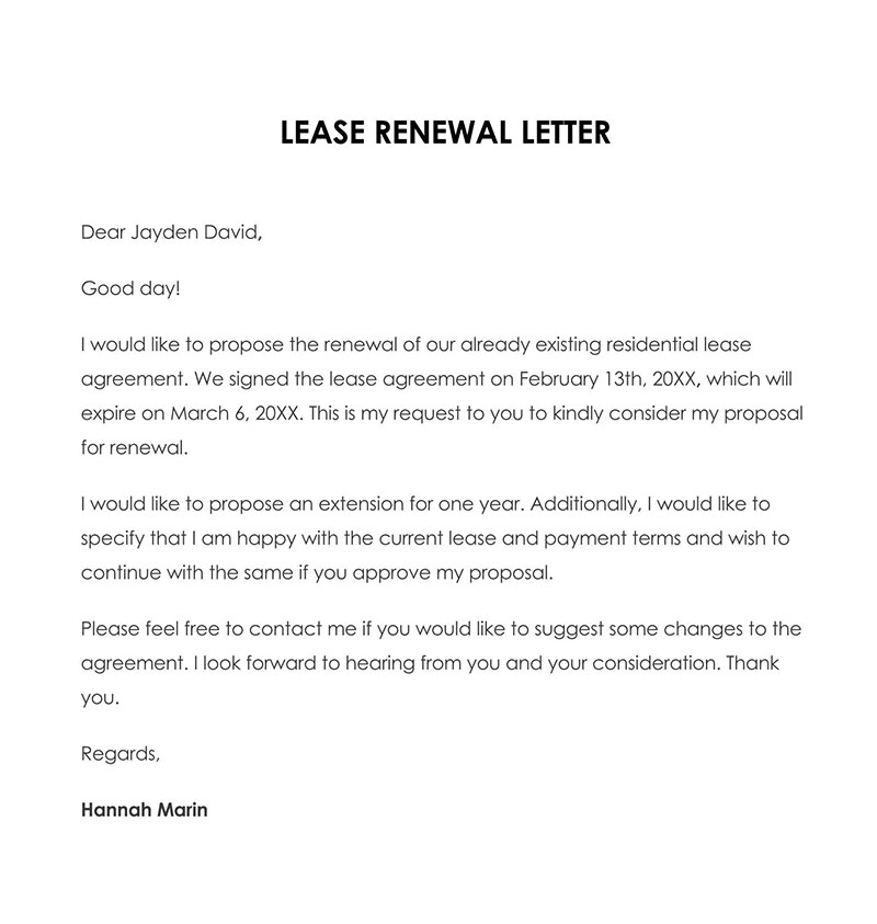 "Sample Lease Renewal Letter Format"