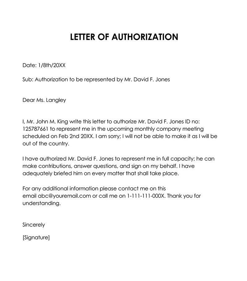 authorization letter to process documents