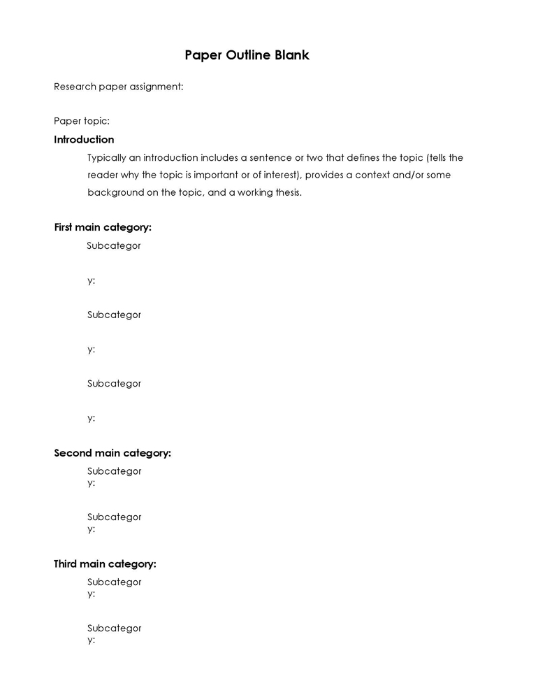 Free Downloadable Research Paper Outline MLA Format Template 04 for Word Document