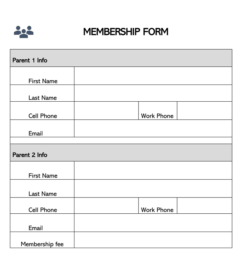 Free membership form sample