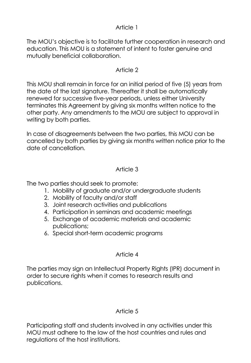 Great Printable Memorandum of Understanding Between Universities Template 02 for Word File