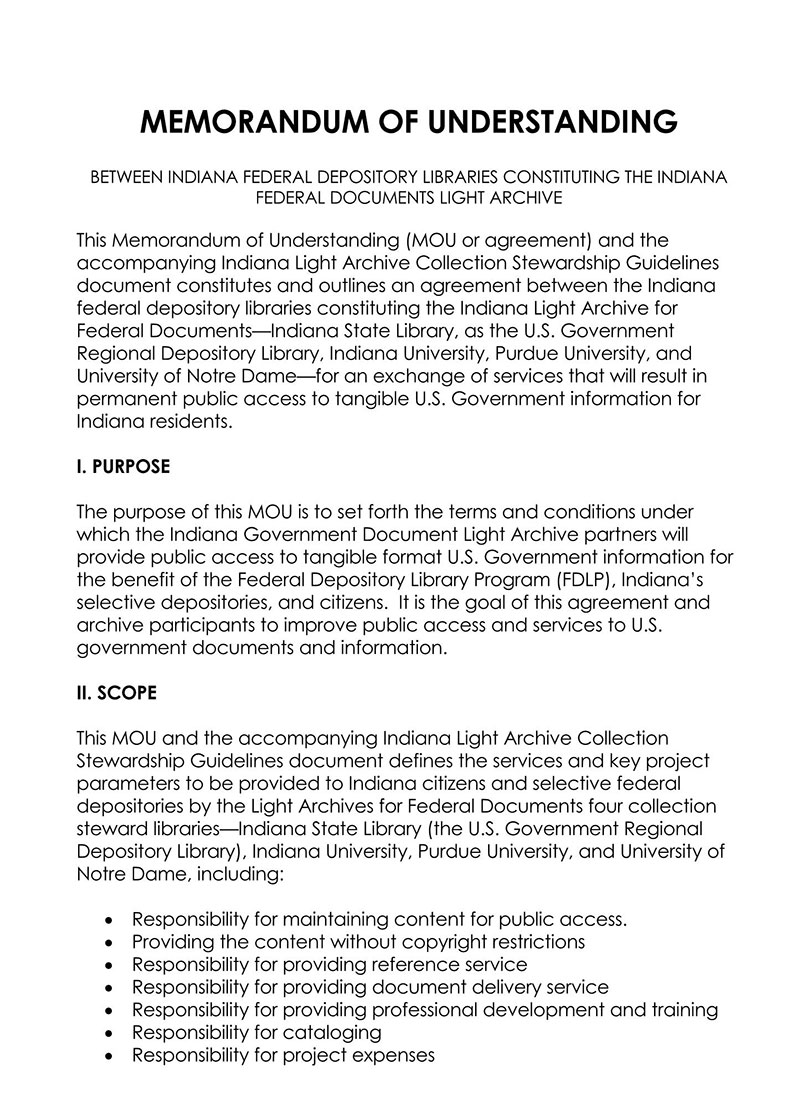 Great Printable Memorandum of Understanding Between Universities Template 04 for Word File