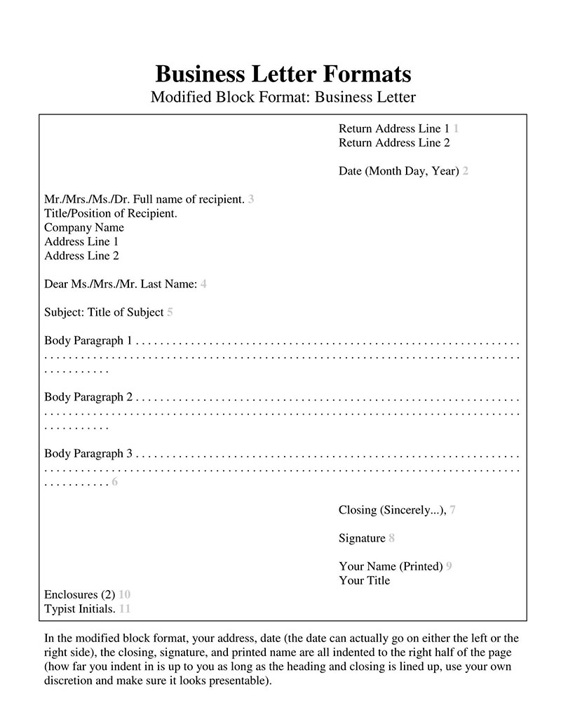 Business Letter Format-Modified Block Style