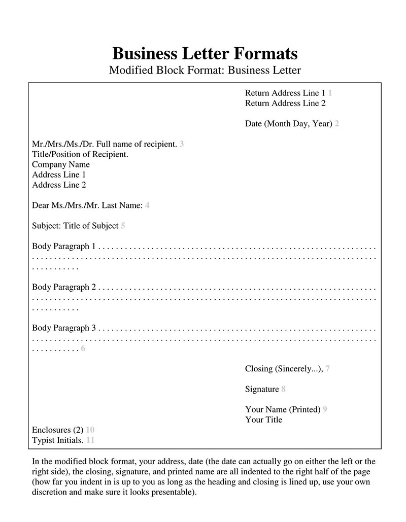 Formal Business Letter Format With Subject Line Formal Business Letter Format With Subject Line