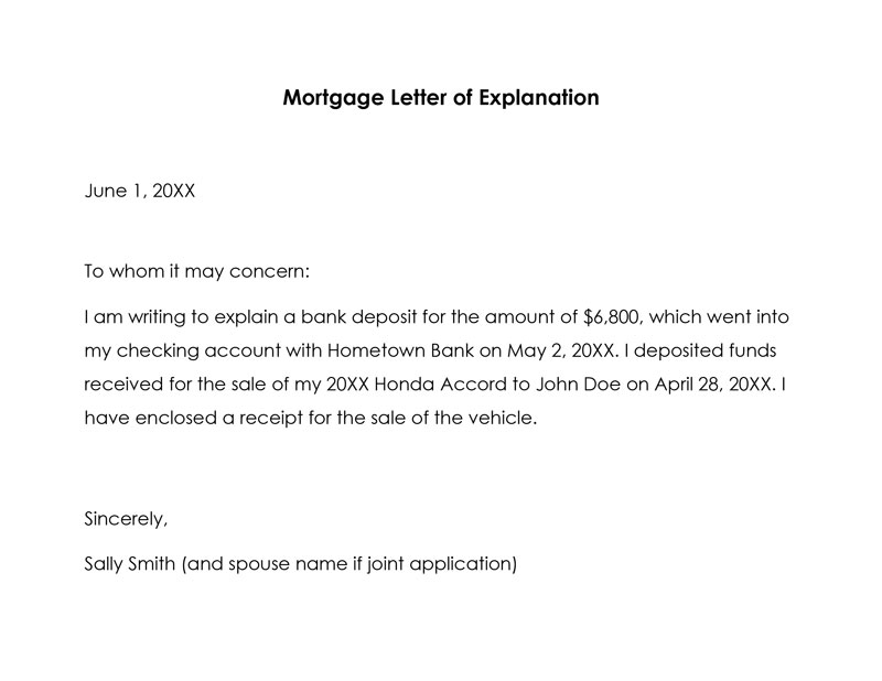 Editable Mortgage LOE Format