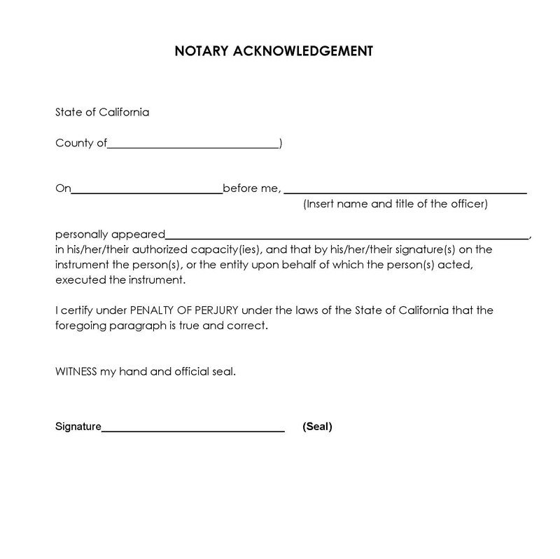 Great Editable California Notary Acknowledgement Template 01 for Word File