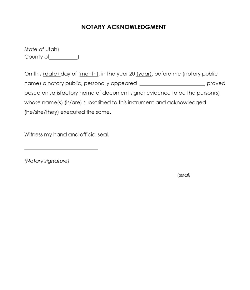 Great Editable Utah Notary Acknowledgement Template for Word File