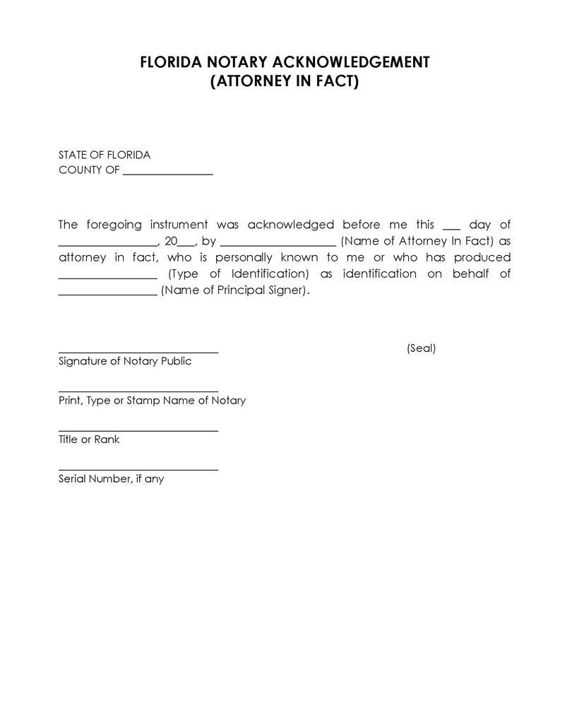 Editable Notary Acknowledgment Sample