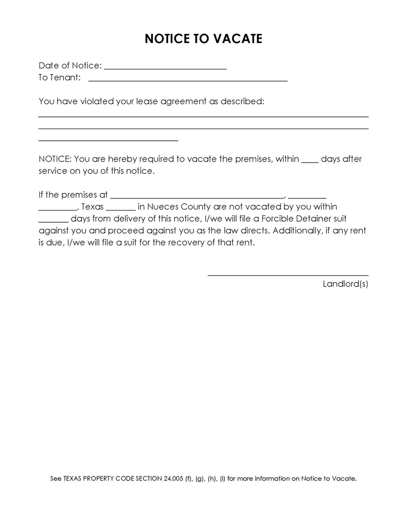 Free Customizable General Vacating Notice Template 05 for Word File