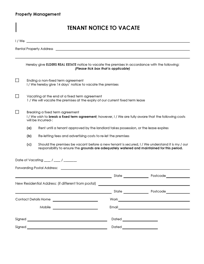 20 Free Notice To Vacate Templates
