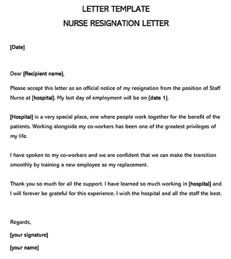 icu nurse resignation letter